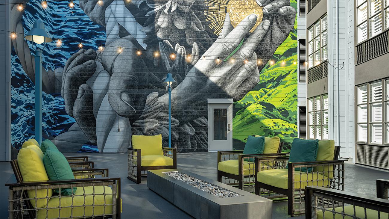 Courtyard - Mural & Fire Pit